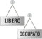 Cartello Libero - Occupato 175x65 mm Materiale allumino argento con catenella e ventosa 31229-ES