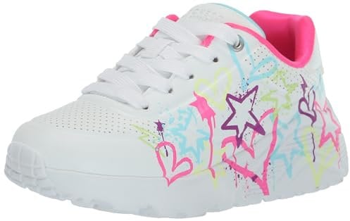Skechers Street Girls, Sneaker, White Synthetic/Neon Multi Trim, 43 EU