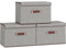 Vantimo 3er Set Aufbewahrungsbox mit Deckel, Faltbare Stoffbox mit PU Griff, Aufbewahrung für Kleidung, Spielzeug, Bücher, Decken, Schrank, Schlafzimmer, Wohnzimmer Aufbewahrungsbox, 38x25x25,Grau