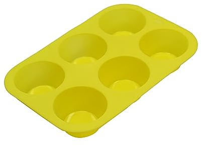 SUL Silicone Muffin Tray, Non-Stick 6 Cup Silicone Muffins Pan, Reusable Food Grade Silicone Baking Tray for Making Egg Muffin, Cupcake, Quiches, Frittatas, Yorkshire Pudding (Yellow)