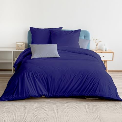 HOMEYA - Ensemble de literie pour lit 135 de 4 pièces - Housse de couette, drap-housse et 2 taies d'oreiller en polyester 210 x 220 cm, 45 x 70 cm et 135 x 190 x 20 cm, motif moderne en