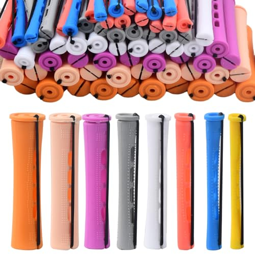 80 Pièces Tiges de Permanente de Cheveux, 8 Tailles Rouleaux de Cheveux Tiges, Bigoudis pour Permanente pour Filles Femmes,Tiges de Perm en Plastique,Tiges de Vague Froide pour Cheveux Courts et Longs