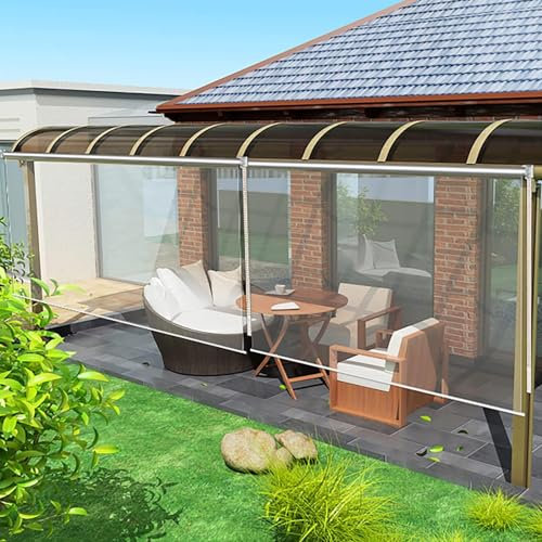 ZHUOZ1T Tapparella Avvolgibile Impermeabile Trasparente in PVC,Tende Rullo per Esterni,Giardini,Balconi,Bagno,Ufficio,Antipioggia Isolamento Termico Antipolvere,Larghezza x Altezza (180x280cm)
