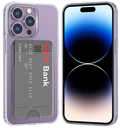 ÁRBOLORO Hülle für iPhone 14 Pro Schutzhülle mit Kartenfäch Transparent Silikon Handyhülle Kartenfach Hülle für 2 Karten, Stoßfest Handy Tasche Bumper Brieftasche Case Cover
