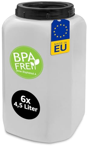 plasteo® 6 Stück x 4,5 Liter Vorratsdosen Aufbewahrungsbox Schüttdosen & Frischhaltedosen Eckig aus Kunststoff Plastik mit Deckel, Lebensmittelecht BPA-Frei, Für Küche Nudeln Reis Müsli