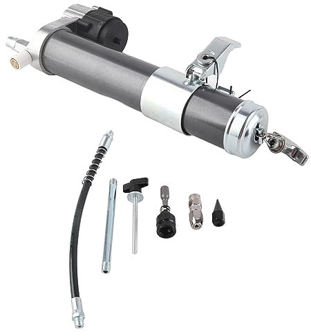 SEAFRONT 12000PSI Grease Gun Attachment Adapter for Electric Drill Aluminum Alloy Dual Use with Grease Cartridge Easy to Install Handheld Oiling Greaser Tool 600CC Capacity