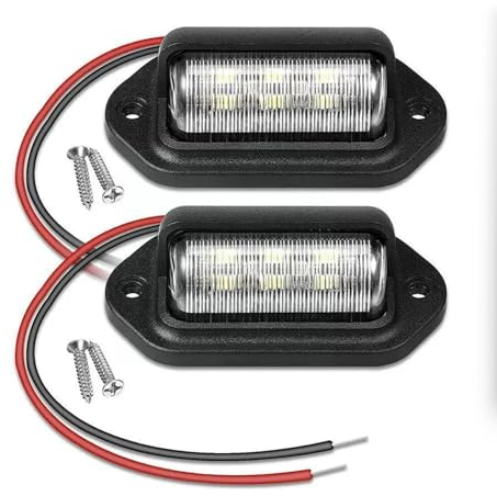 YUANFU 2pcs LED Number Plate Lights Waterproof 12V 24V License Plate 6-SMD Lamp White for Car Trailer Truck Caravan Boat RV SUV (2)