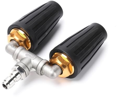 Doppio ugello turbo idropulitrice, ugello turbo rotante a 360° per idropulitrice con connettore rapido da 1/4, ugello doppio turbo da 2,5 orifizio, 4-6 GPM, 4000 PSI max (nero)