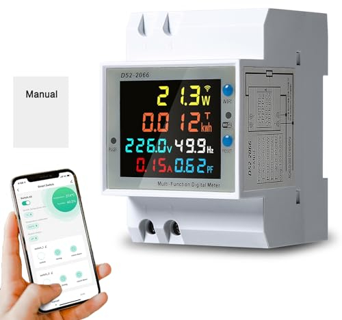 DEWIN Stromzähler 230V,WiFi Smart Stromzähler AC 40-300V 100A 6 in 1 TUYA Smart Stromzähler DIN Schienen Energiezähler AC Zähler Eingebauter CT