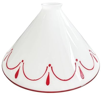 ORION LIGHTSTYLE Lampenglas Glasschirm Ø 30cm Lampenschirm Ersatzglas Opal Rot Weinrot bemalt Muster Weiß