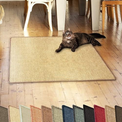 casa pura Katzen Kratzmatte 30 x 50 cm aus Natur Sisal Kratzteppich Kratzmöglichkeiten für Katzen Kratzmöbel für Wand oder Boden - robust & waschbar, Natur
