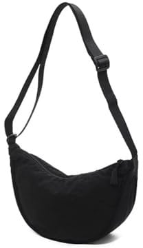 LATRAT Damen Halbmond Crossbody Schultertasche, Casual Crossbody Bag, Einfarbige Tragbare Halbmond-Tasche Umhängetasche mit verstellbarer Schultergurt, Schwarz