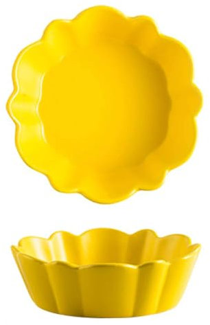 Ceramic Porcelain Small Round Baking Dish Set Of 2, Round Pie Dish, Morandi Color Tableware-yellow-15x15x4.5cm, 400ml