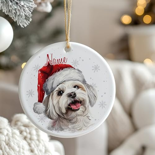 GRAZDesign Tannenbaum Anhänger Hund min Namen personalisiert - Geschenk Hundebesitzer - Weihnachtsbaum Schmuck - Maltese