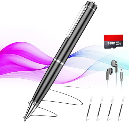 Grabadora de voz digital de 128 GB, 2400 horas, grabadora de voz inteligente, dispositivo de grabación con reducción de ruido, grabación con un solo toque, dispositivo de grabación de audio con