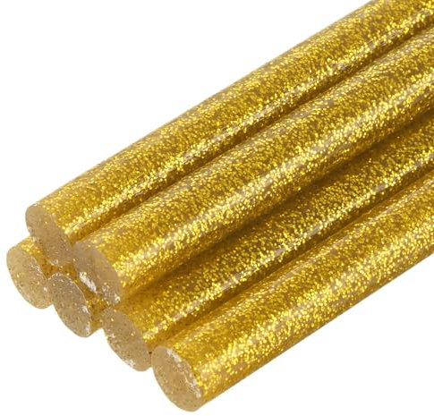 sourcing map 6pcs Full Size Hot Glue Sticks for Glue Gun 7mm x 200mm Small Glue Sticks, Glitter Gold