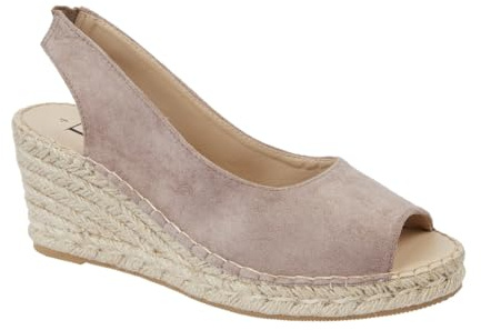 Shoes By Emma Women's Faux Suede Peep Toe Elasticated Slingback Hessian Espadrille Wedge Sandals