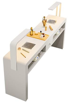 CHFANGHEJUFU Tavolo per Manicure, Scrivania per Unghie per Onicotecnici,Stazione Moderna per Tavolo per Unghie da Salone di Bellezza con Cassetti E Luci A LED,Tavolo Professionale per Nail Art