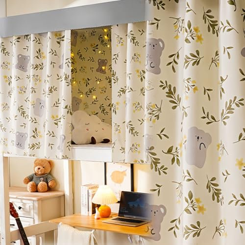 XHCTNN Vorhang Hochbett 1,15 1,35m HöHe, BettvorhäNge Digitaldruck 80% Schattierung, Einseitig Mit 8 Schlaufen + 1 Seil 200cm(I,53-3pcs)