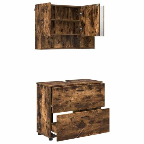 vidaXL Bathroom Furniture Set 2 pcs Smoked oak 76.5 x 35 x 64 cm,