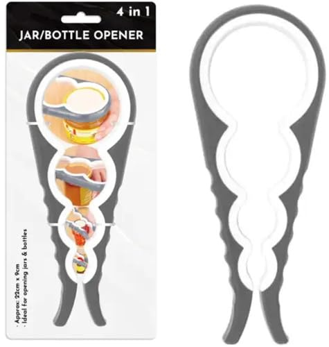 4 in 1 Easy Jar Opener & Bottle Opener With Silicone Tool | Jar Openers For Arthritis Hands | kitchen gadgets Essentials | kitchen tools & gadgets | Left & Right Handed Lid Opener For Jars and bottles