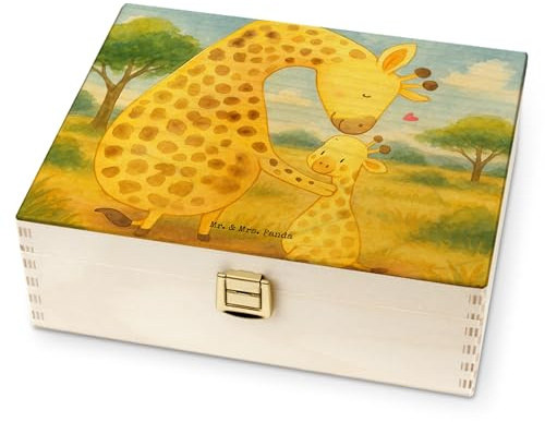 Mr. & Mrs. Panda Teekasten Giraffe Kind Design - Geschenk, Mama, Teedose aus Holz, Afrika, Teebox, teebeutelbehälter, für Paare, Tochter, Tee-Aufbewahrungsbox, Mutter, Tee Box, Lieblingsmensch, Sohn