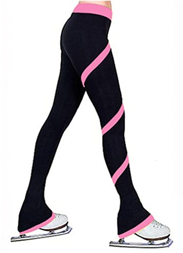 Genérico Pantalones De Patinaje Artístico para Niñas Y Damas,Pantalones De Mallas Cálidas para Actuaciones, Mallas De Patinaje Leggings(Size:170cm,Color:Rosa)