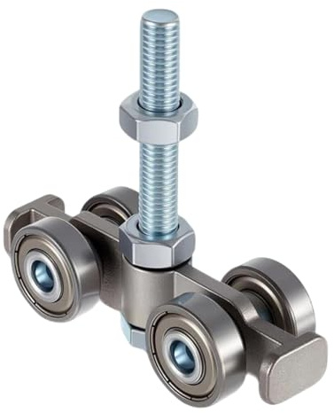 Rollen für Schiebetüren – Sanftes Gleiten – Hohe Kapazität | Silent Rail, 4 Führungs | Robuste, langlebige Rollen | Rollenschienen-Set für Garage, Bauernhaus, Schlafzimmer