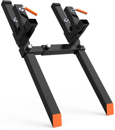 Zstar Fourches à Palette Solides pour Tracteur - Capacité 2000 LB - Longueur 43 - Barre stabilisatrice réglable - Adaptables Godet Chargeur ou Mini-chargeuse - Noir + Orange | 43 Fourches | 2000 LB