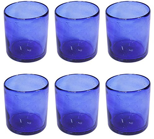 Tumia LAC Vaso Tumbler Artesanal – Vidrio Reciclado – Azul - Juego de 6
