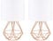 MiniSun | Modern Copper Metal Basket Table Lamps with White Fabric Shades | Table Lamps, Home Décor & Improvement Essential | Set of 2 | Includes 4W Bulb [3000K Warm White]