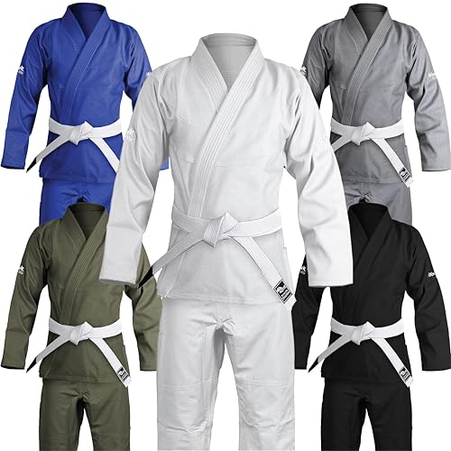 Hawk Sports Brazilian Jiu Jitsu Gi for Men and Women, Ultra-Light Extra Tough Premium Fabric BJJ Gi for Martial Arts Training & Competition, Comfy Perfect Fit BJJ Gear - Size A5, White