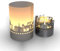 Erfurt-Skyline Windlicht Souvenir in der Geschenk-Box, 3D Edelstahl Aufsatz für Kerze inkl. Kerze, Projektionsschirm
