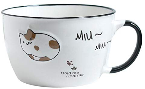 HUYYA Bol Petit déjeuner Style Japonais, Soupe Bol avec poignées Bols à Soupe céramique,White