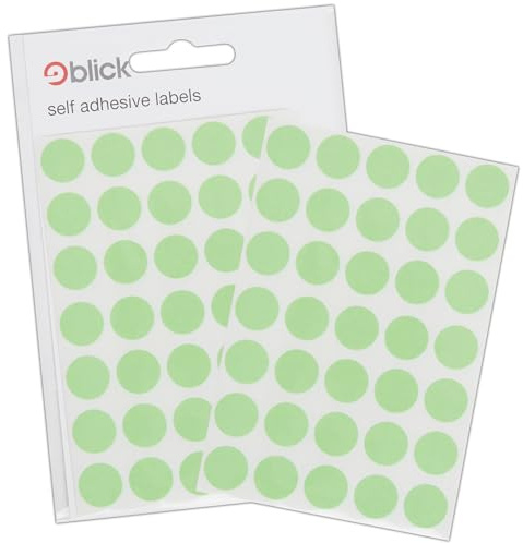 Blick Labels, Fluorescent Green, Self Adhesive Stickers, Coloured Dot, Circles, 13mm, 140 Labels, for Home, Office, Family, School, Holiday Calendar Organising, Planner, Rewards Chart, Colour Coding
