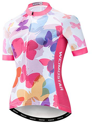 Maillot de cyclisme à manches courtes pour femme, Mouche rose, Taille M