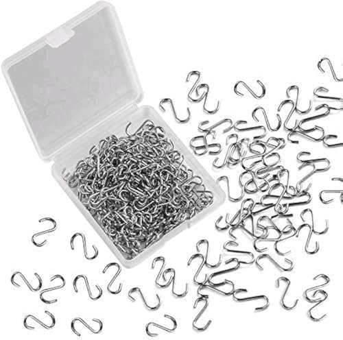 FEBSNOW 250pcs 0.55 Inch Mini S Hooks for Hanging Latch Connectors Small Hooks Metal S-Shaped Hooks Wire Kits for DIY Crafts with Storage Box Ornament Hangers for Halloween Christmas Tree Decoration