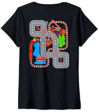Damen Feuerwehr Spielteppich Rücken Massage T-Shirt mit V-Ausschnitt