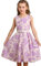 BONNY BILLY Vestito Bambina Elegante Cerimonia Festa Floreale Vintage Estivo Senza Maniche con Cintura 5-6 Anni Viola-1