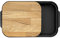 Lashuma Schneidebrett mit Auffangwanne schwarz, Kunststoffschale 40x24 cm, Holz Küchenbrett eckig