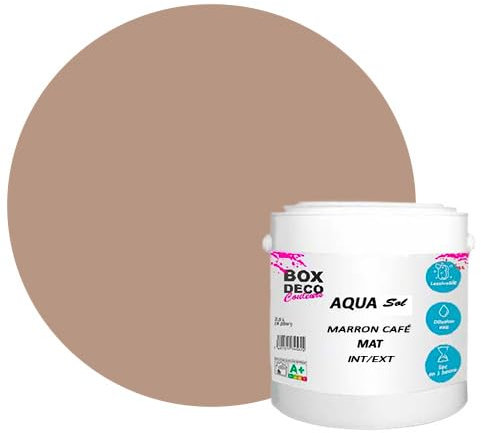 CAJA DECO COLORES Pintura Suelo exterior/interior acrílico alta resistencia aspecto mate Aqua Sol - 2.5Kg, Marrón Café