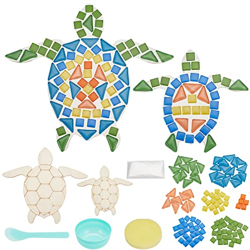 WEBEEDY 2 Set DIY Schildkröten-Mosaik-Kit Mosaik-Meeresschildkröten-Mosaik-Wandkunst-Schildkröten-Bastelset Für Erwachsene, Kinder, Terrasse, Hof, Pool Und Gartendekoration, Basteln Für Kinder