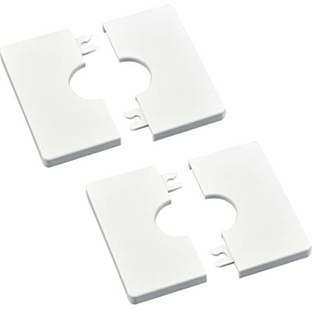 UFURMATE Pipe Wall Covers, 2Pcs ABS Plastics Square Escutcheon Plates Self-Adhesive Pipe Plate Covers Decorative Shower Pipe Covers for 28mm Diameter Pipe Tube Decoration (White)