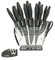 Intirilife 17-teiliges Set Küchenmesser mit Messerblock und Schärfer Sparschäler multifunktionale Schere und Messer - 36 x 11.5 x 23.5 cm - Zum Schneiden Schälen und auch Knacken von Walnüssen