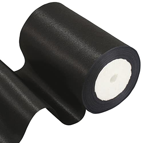 POPOYU 23m Geschenkband Schwarz Breit,Satinband 10cm Breit,Geschenk Schleife XXL,Breites Band Schwarz,Riesen Geschenkschleife,Geschenkschleife Auto xxl für Verpacken von Geschenken Weihnachten