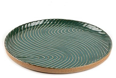 Vanity Tray with Brown Trim - Candle & Perfume Holder Organizer - Round, Green, 88 - Home Decor for Dresser, Table, Bathroom Countertop