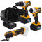 JCB 18V Brushless Cordless Combi Drill, Impact Driver & Multi Tool, 2X 5.0Ah Battery, Fast Charger, 26 Wheeled Power Tool Bag, 3 Year Warranty