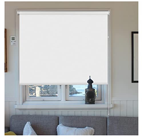 STRMAX Verdunkelungsrollo Rollos,Rollos Thermisches Verdunkelungsrollo – Zuschneidbar, Isolierter UV-Schutz, Kindersicher, Einfach Zu Montierende Fensterjalousien for Das Heimbüro (Color : White, SI