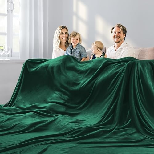 Übergroße Decke, 308 x 308 cm, riesiger Begleiter für Bett, Sofa, Reisen und Camping, extra große, weiche Decke, passend für die ganze Familie und Outdoor-Kampagne, Waldgrün