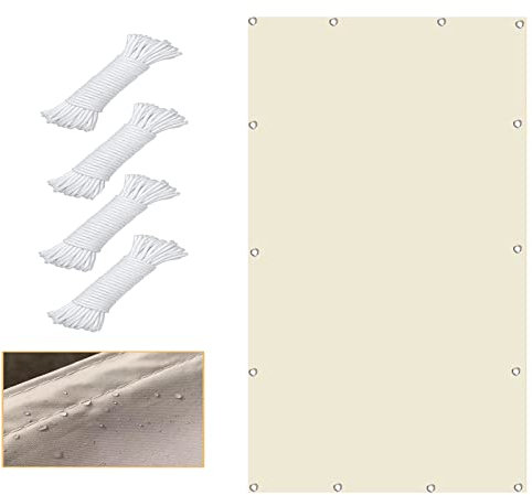 UTOYA Toldo De Vela Patio，Impermeable Rectángulo Bloqueo UV Cubierta De Sombra Al Aire Libre PES Toldo Refugio for Pérgola Jardín Parque Infantil, Personalizable (Color : Creamy-White, Size : 6x10m